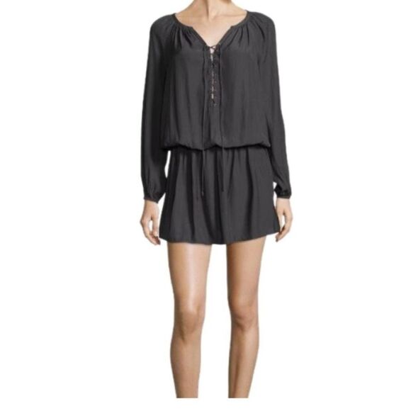 Ramy Brook Allie lace up Mini Dress Sz XS black snake print - Picture 1 of 8